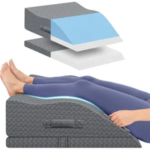 Pillows for Leg After Surgery, Memory Foam Adjustable Wedge Pillow for Injury or Rest, Ankle Pillow for Sleeping Blood Circulation Grey/Double Leg