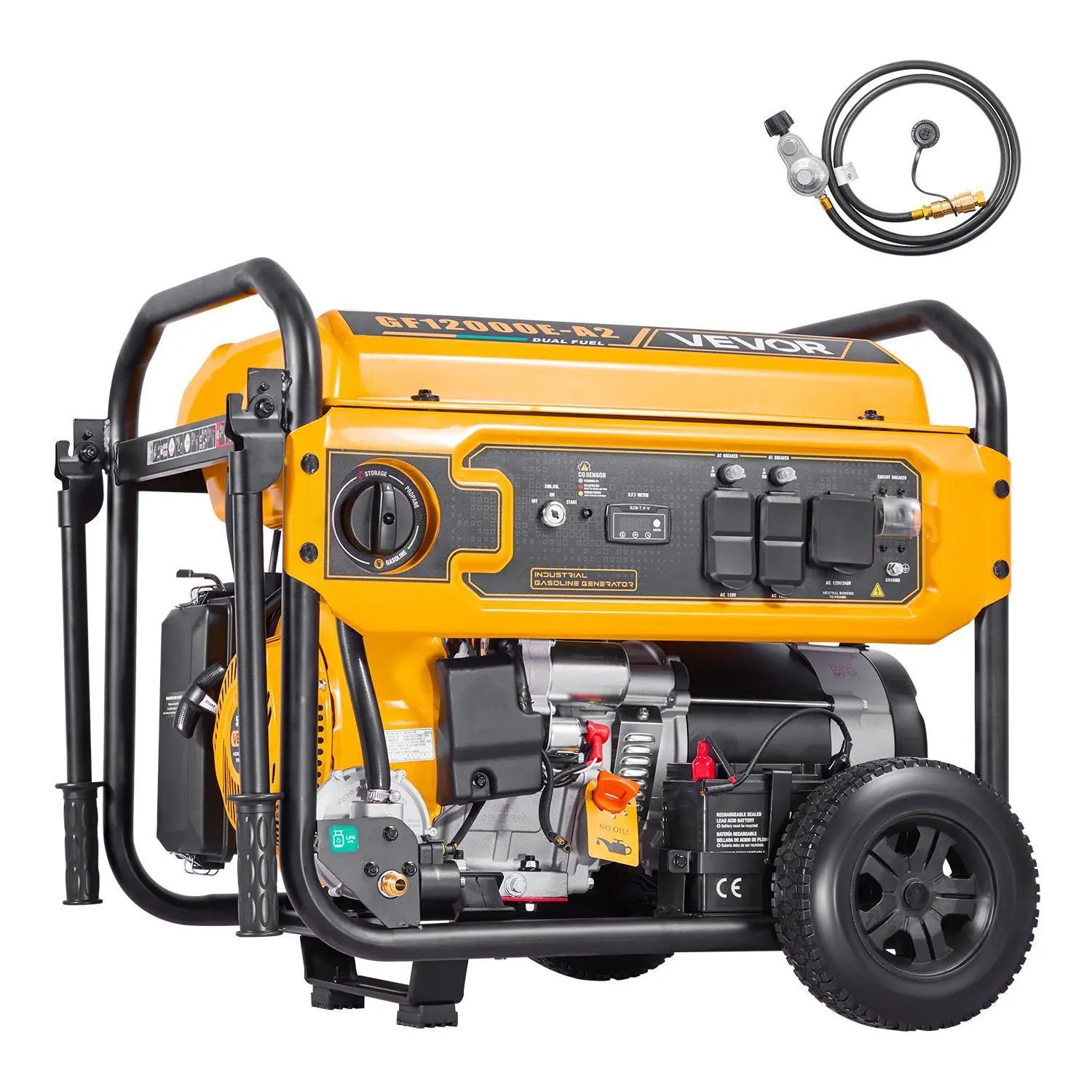 VEVOR 500cc 4-Stroke Dual Fuel Portable Generator - 13500W Peak Gasoline/12000W LPG, Electric Start, CO Sensor, 20A/50A Outlets, Home Backup Generators for Construction, Camping#BacktoSchool