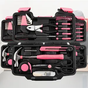 Women's 39/24 Piece sets and gadget sets all Purpose Basic Household Pink Tool Kit for Women - Small Tool Set with Toolbox Great for Home, Garage, Office and College Dormitory Use