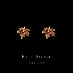 "Maple Leaves Are Red" French Red Maple Leaf Earrings Silver Needle Disc Ear Clip Autumn And Winter Niche Earrings