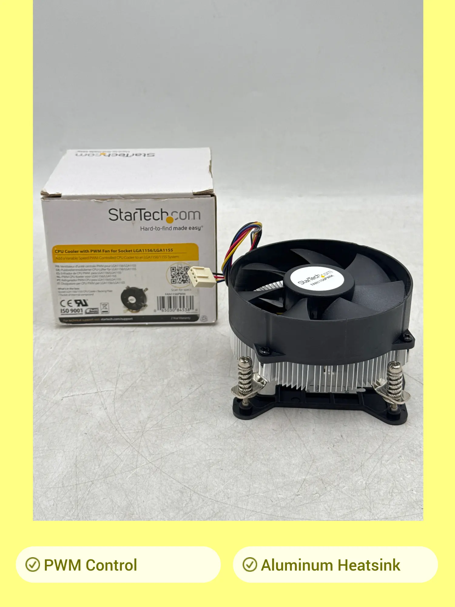 StarTech FAN1156PWM CPU Cooling Fan with PWM Control, Aluminum Heatsink - Open Box