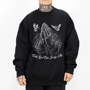 Only God Can Judge Me Prayer Hands Chicano Tattoo Tee Shirt Mexican Clothing Chicana Cotton Fabric