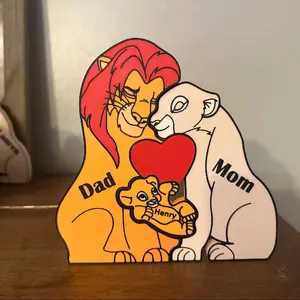 Personalized Lion Family Puzzle | Custom Family Name Keepsake Gift for Mom & Dad | Family Shelf Decor | Personalized Puzzle Plaque