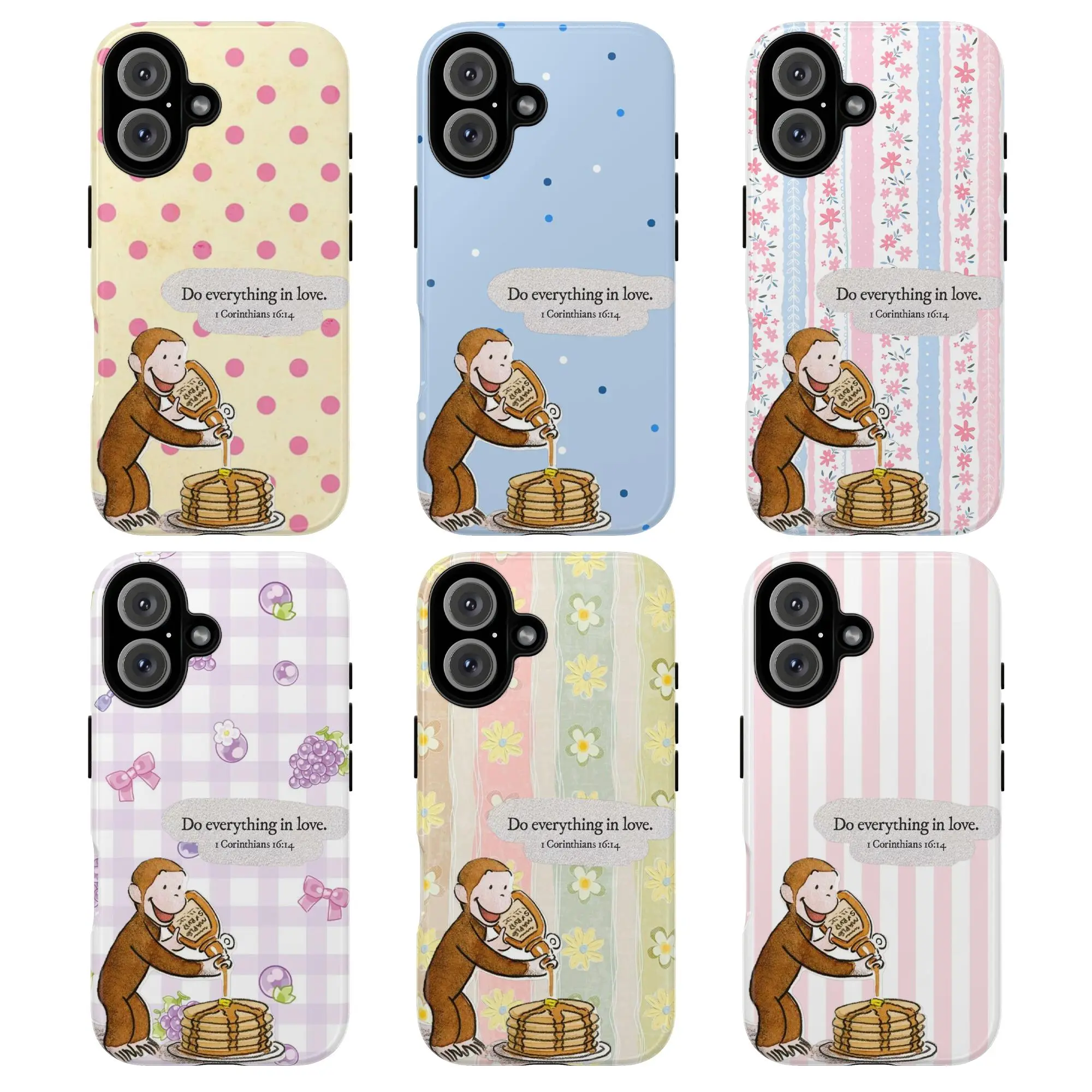 Curious George Bible Verse Phone Case – Do Everything in Love 1 Corinthians 16:14 – Cute Christian Aesthetic iPhone Cover For iPhone 11 12 13 14 15 16 17/ Pro/ Pro Max & samsung galaxy S22,23,24,25 Ultra, Plus, Accessories, Smartphone, Cellphone, Tropical
