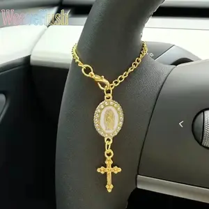 Steering Wheel Rosary Charm, Unique Trendy Rosary Car Charm Accessory, Stylish Car Interior Decor Ornament, Ideal Gift for Car Lovers