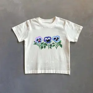 Vintage Pansies Baby Tee, Retro Flower Graphic Tee, 90s Style Baby Tee, Cottagecore Tshirt