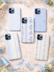 Love Shack Fancy Inspired Floral Phone Case, Coquette Blue Theme Rose Case For Iphone 17 16 15 14 Pro Max, Shockproof Productive Accessories
