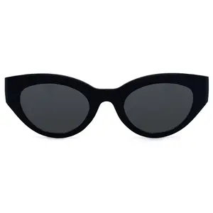 Sustainable Elizabeth - Black Wrap Around Sunglasses with UV 400 Protection & Oval Cat-Eye Shape for Spring to Summer Transition