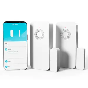 WiFi Door Window Alarm, Smart Contact Sensor with APP Alerts & Sound Light Alarm, DIY Home Security System for House, Apartment, Office (Battery Not Included)