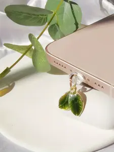 Creative Leaf Dust Plug for iPhone Type C Interface Data Line Decoration, Casual Style, All Seasons Use, No Choking Hazard