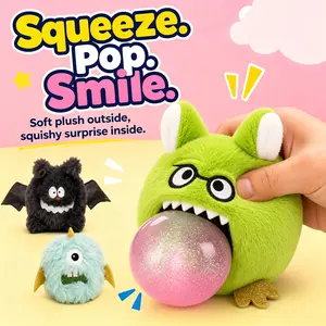 Pop Out Fuzzy Monster Squishy Fidget Toy, Soft Plush Kids Sensory Stress Relief Toy for Autism Anxiety, Classroom Reward Prizes, Halloween Birthday Party Favors, Tiny Gift for Children