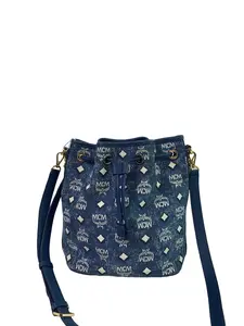 Pre-owned MCM Vintage Jacquard Logo Bucket Crossbody Bag/WJ05119510/9510