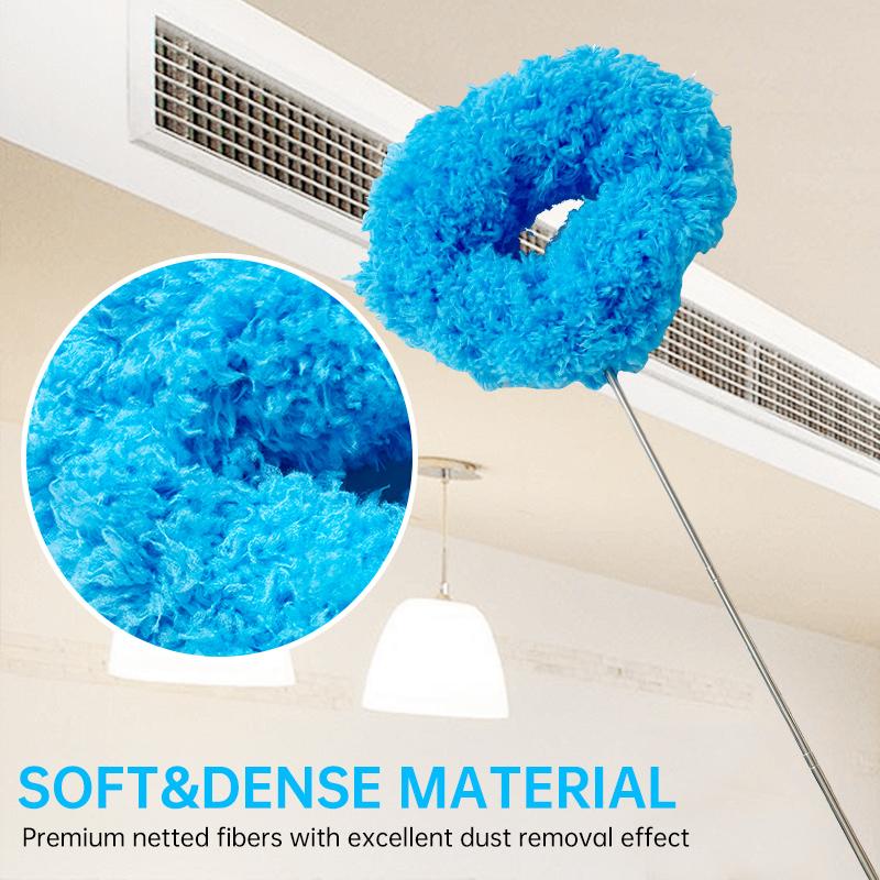 Ceiling Fan Cleaner Duster High Ceiling Extended Fan Blade Cleaner from 13 to 30 Inch Reusable Microfiber Ceiling Fan Duster with Extension Handle for Furniture Bookshelves Wall Door (Blue)