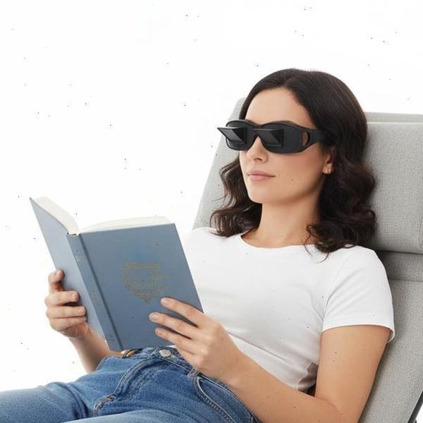 LazyReaderGadget 90-Degree Horizontal Prism Glasses for Neck Pain Relief Fits Over Prescription Eyewear Adjustable Design for Bed Reading Essentials sol e reader