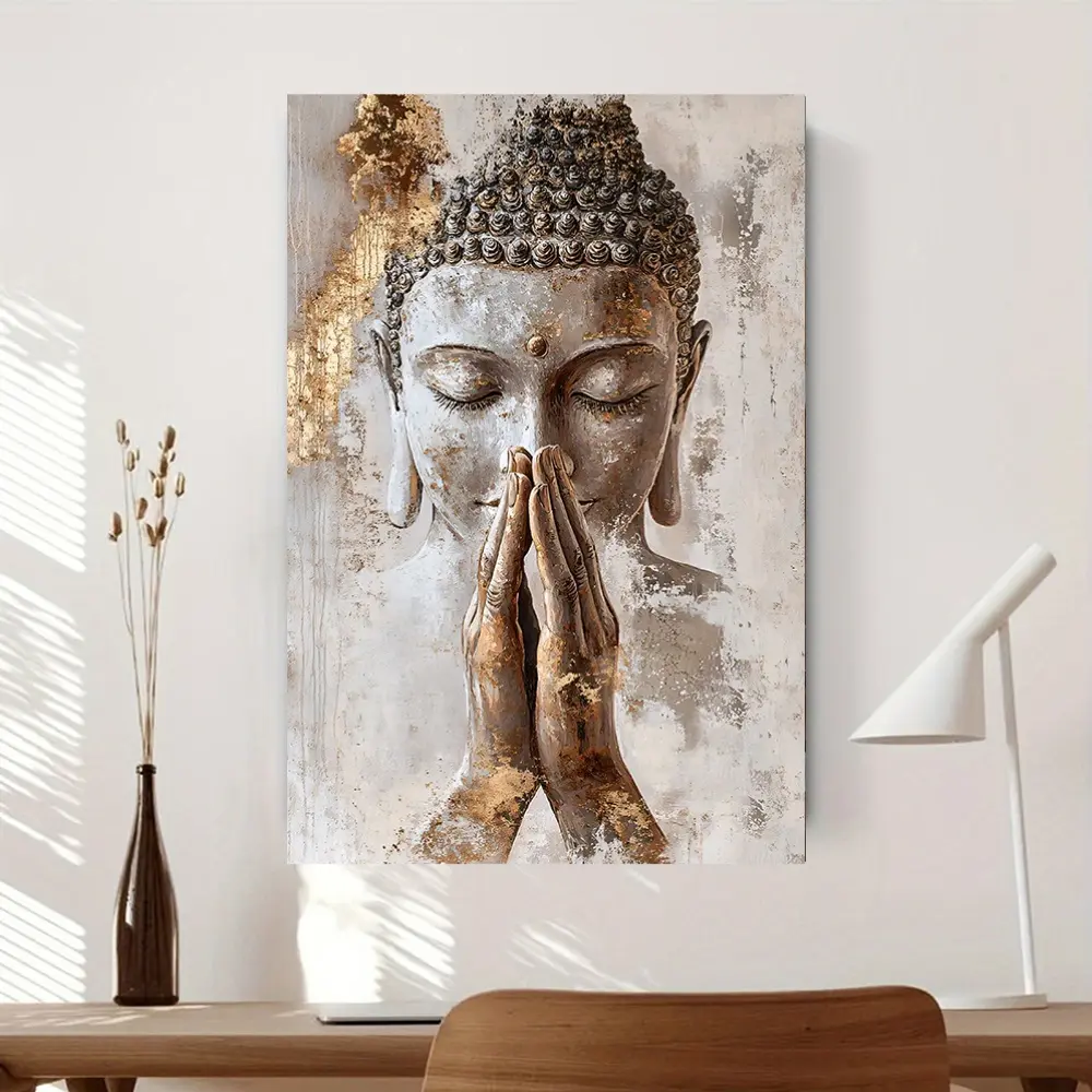 Meditation Buddha Canvas Art Print, Modern Minimalist Style, Frameless Wall Decor for Home & Office, Modern Home Decoration, Classic Religious Theme, Zen Home Decor, Home Decor Products