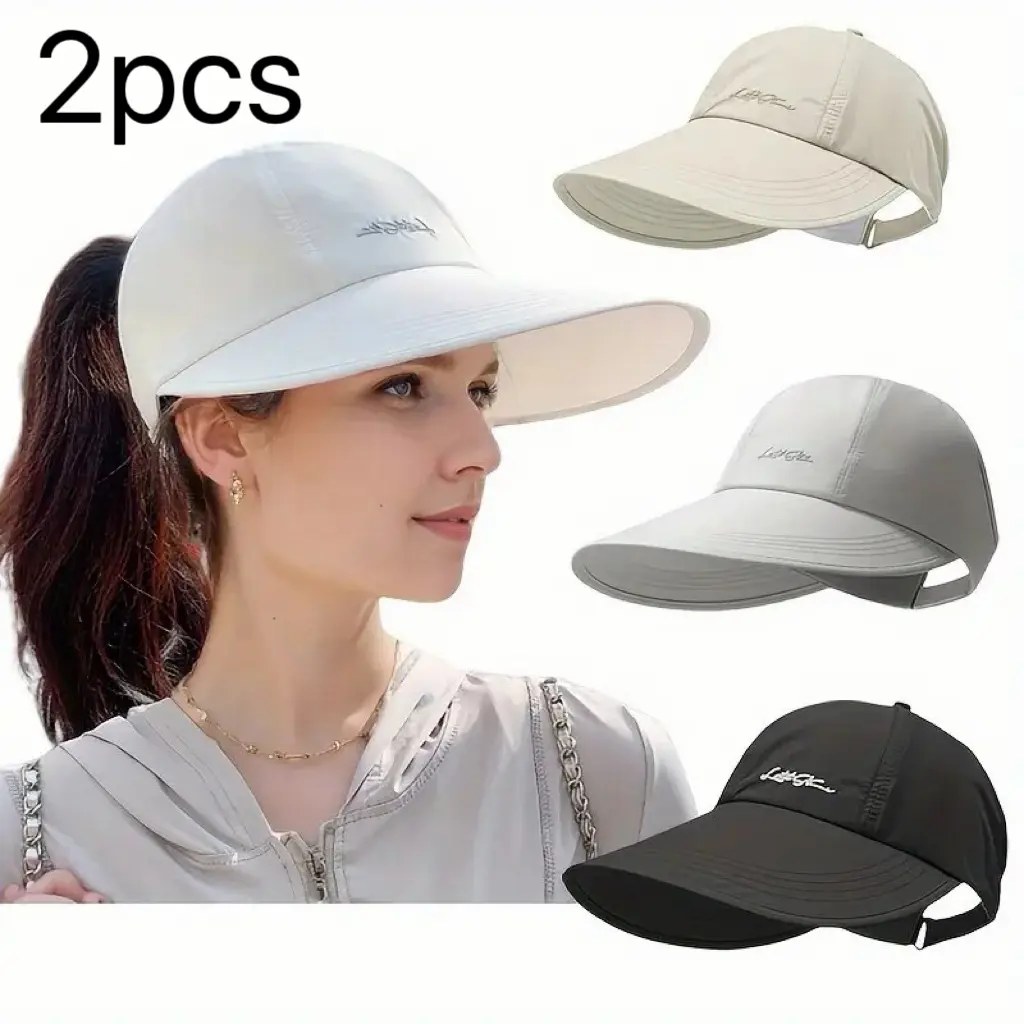 2PCS UPF Sun Protection Baseball Hats - Lightweight, Adjustable Velcro Closure, Wide Brim, All-Season Elastic Design for Outdoor Sports Activities,backtoschool