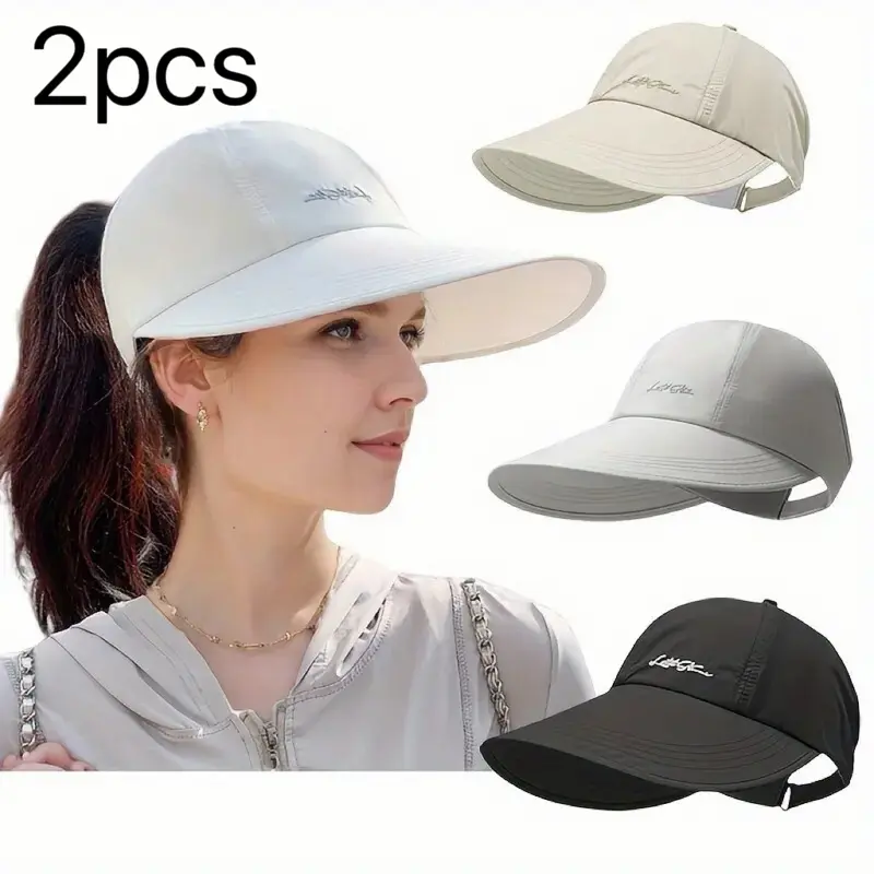 2PCS UPF Sun Protection Baseball Hats - Lightweight, Adjustable Velcro Closure, Wide Brim, All-Season Elastic Design for Outdoor Sports Activities,backtoschool
