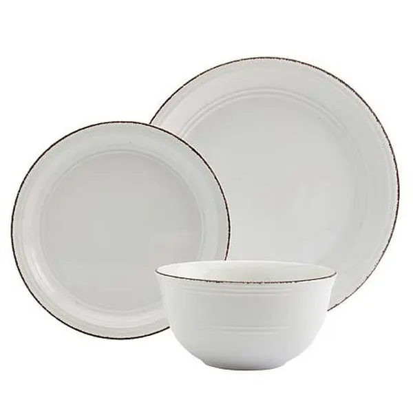 Tabletops Gallery 12PC White Farmhouse Dinnerware Set - Service for 4