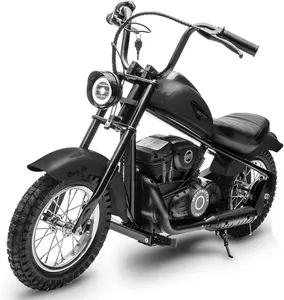 24V Kids Electric Dirt Bike With 300W Chain Drive Motor 15 MPH Speed 150 Lb Max Load LED Lights Power Display Handbrake Leather Seat Shock Springs 12 Inch Air Filled Tires Black-A