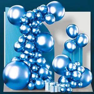 PartyWoo Metallic Blue Balloons 100pcs Different Sizes of 36 18 12 10 5 Inch Chrome Blue Latex Balloons for Graduation Wedding Baby Shower Wedding Bachelorette Birthday Party Decorations Blue-G106