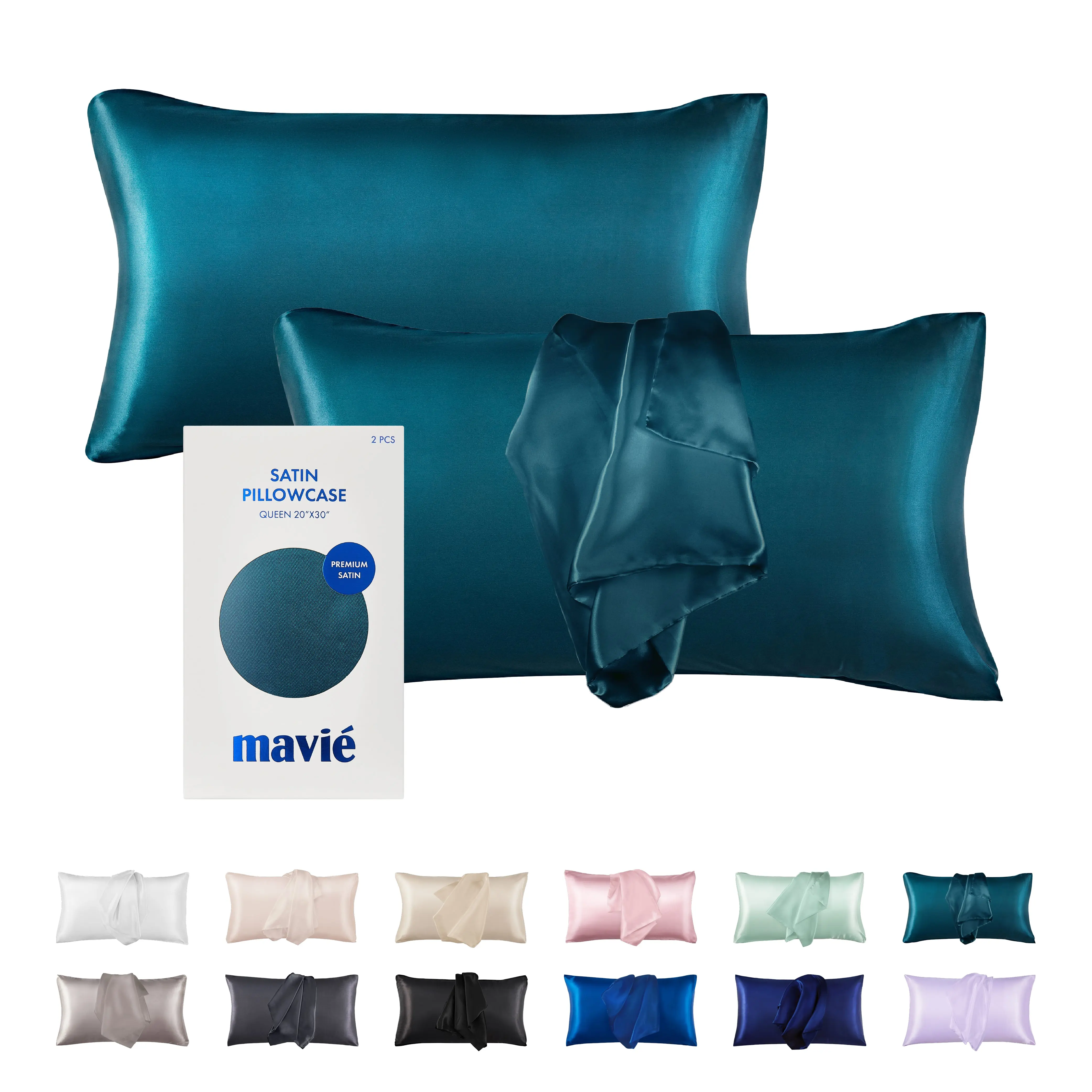 MAVIE Satin Pillowcase Set of 2 – Queen Size 20" x 30" MAVIE Satin Pillowcase Set of 2 – Queen Size 20" x 30"