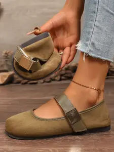 Women's Casual Soft Slip-On Round Toe Shoes, Textile Upper, Rubber Sole, Breathable All-Season Footwear, Comfortable Outdoor Single Shoe, Walking Shoes, Casual Fashion Shoes