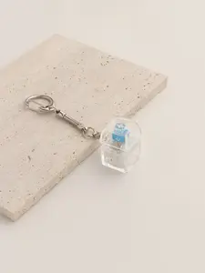 1pc Minimalist Transparent Keyboard Fidget Toy, Four-Button Cube Keychain, Stress Relief, Car Keychain, Bag Charm, Focus Relaxation