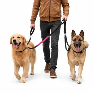 Dual Dog Leash with 360° Swivel Head, Tangle-Free 10ft Retractable Leash for 2 Medium & Large Dogs, Lightweight Anti-Wear Handle – Premium Dog Accessories