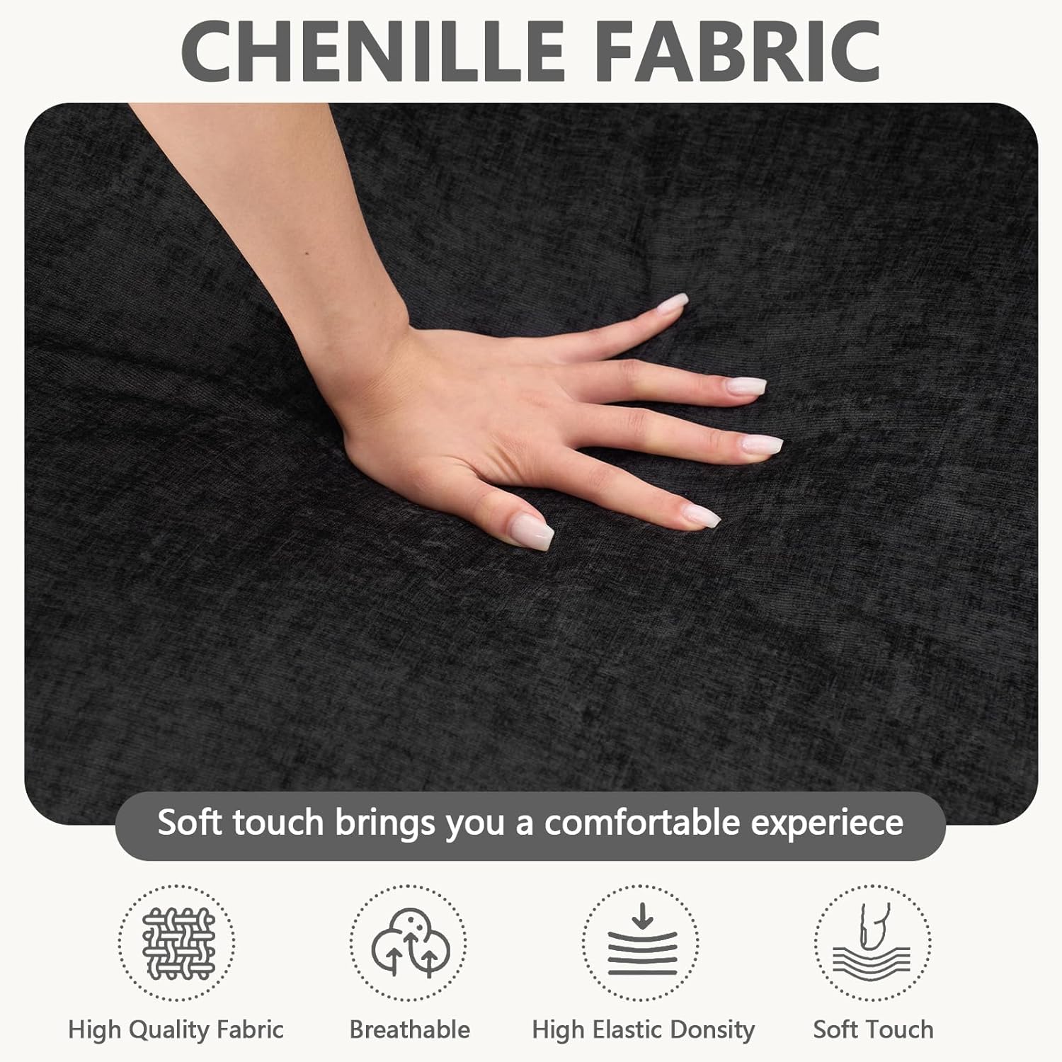 39.4" Modern Accent Chair with Ottoman, Living Room Club Chair Chenille Upholstered Armchair, Reading Chair for Bedroom (Black) 39.4" Modern Accent Chair with Ottoman, Living Room Club Chair Chenille Upholstered Armchair, Reading Chair for Bedroom (Black)