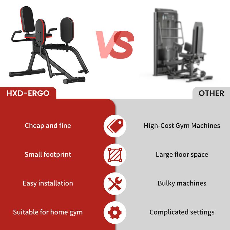 HXD-ERGO Hip Abductor Machine for Home Gym, 4-Level Glute Machine & Thigh Workout Equipment, Booty Builder with Plush Padding, Compact Leg Exercise Euipment for Women & Men