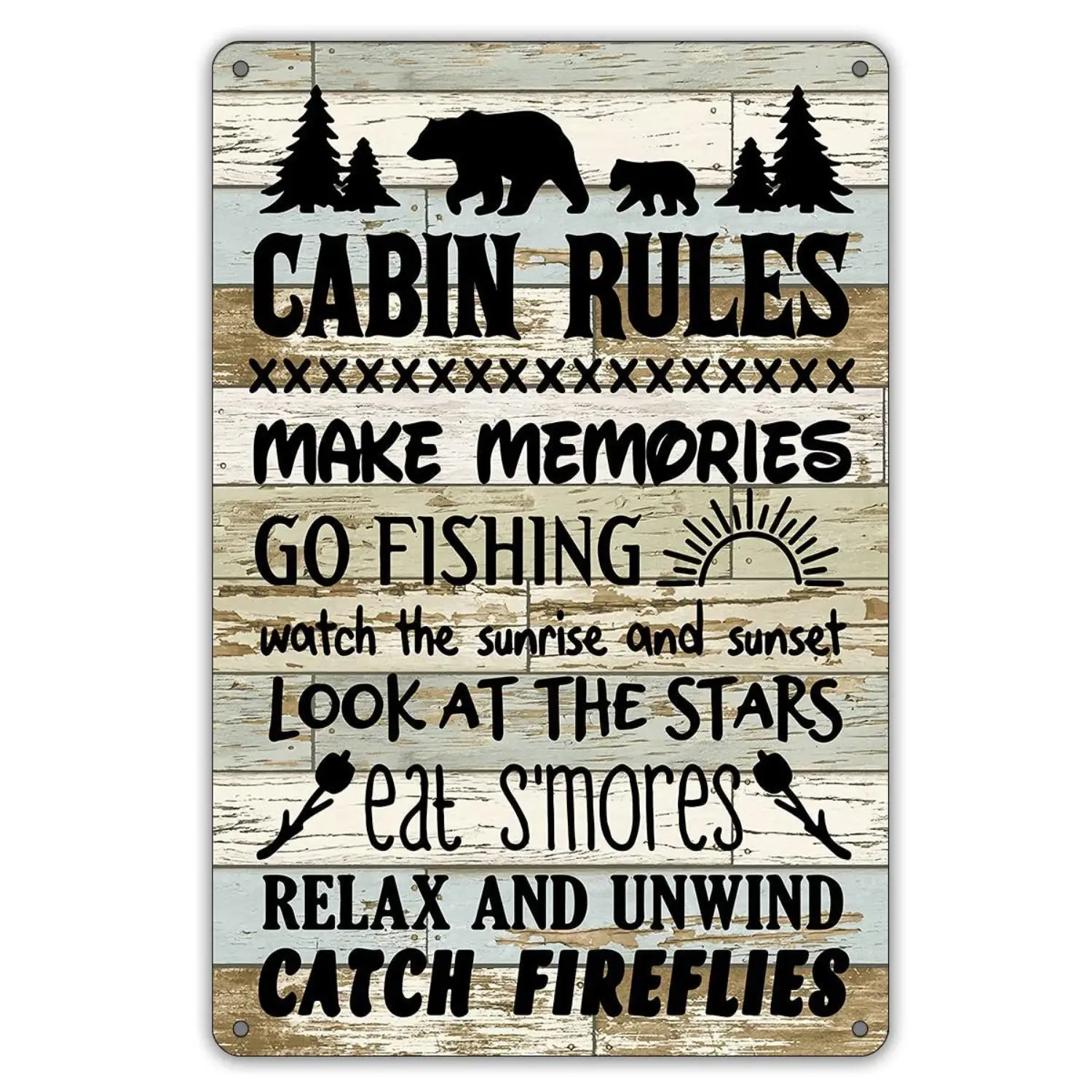 Vintage Camping Aluminium Metal Signs Iron Wall Decor, 12x8 in, Ideal for Tents & Cabins, Perfect Gift for Family Camping Enthusiasts