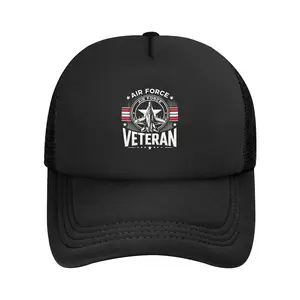 Air Force Veteran Graphic Printed Mesh Cap - Comfortable Adjustable Black Snapback Hat for Veterans, Fans & Outdoor Adventures