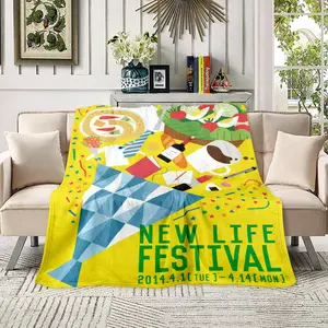 lannel Blanket with Retro New Life Festival Art, Lightweight Soft Colorful Food & Daily Life Illustration Throw Blanket for Sofa Bed, Unique Foodie & Lifestyle Decor Blanket, Perfect Gift for Food Lovers, Home Decor Enthusiasts