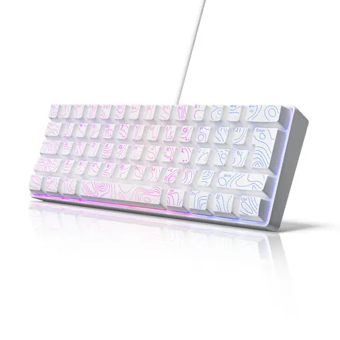 7KEYS 60% Wired USB RGB Gaming Keyboard - 61-Key Mini Gaming Accessories with 25-Key Anti-Ghosting, 8 Backlight Modes, Portable Wired Keyboards for Gamers