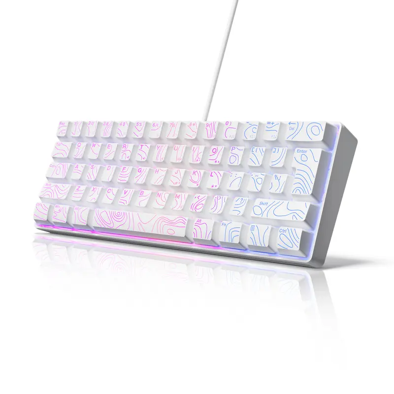 7KEYS 60% Wired USB RGB Gaming Keyboard - 61-Key Mini Gaming Accessories with 25-Key Anti-Ghosting, 8 Backlight Modes, Portable Wired Keyboards for Gamers