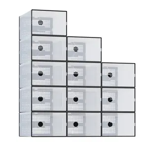 Clear Shoe Storage Boxes, 15-Pack Plastic Stackable Shoe Containers with Lids, Display Sneaker Case Organizer for Closet, Under Bed, Entryway