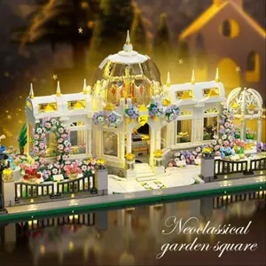 3712-Piece Garden Square Castle Building Kit, Assembly Building Blocks, Creative Construction Toy, Birthday & Holiday Gift Idea, Model Decoration Accessory