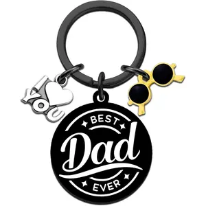 Dad Gifts for Fathers Day from Daughter Son Best Dad Ever Keychain Fathers Day Decorations for Dad Stepdad Birthday Thanksgiving Christmas Gift Ideas Cool Dad Keyring