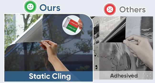 Window Tint for Home, One Way Privacy Film Heat & UV Blocking, Static Cling No Glue Renter Friendly Cover for Home Bedroom, Office & Sliding Glass Door, 17.5 x 78.7 Inch with 3 Tools, Black