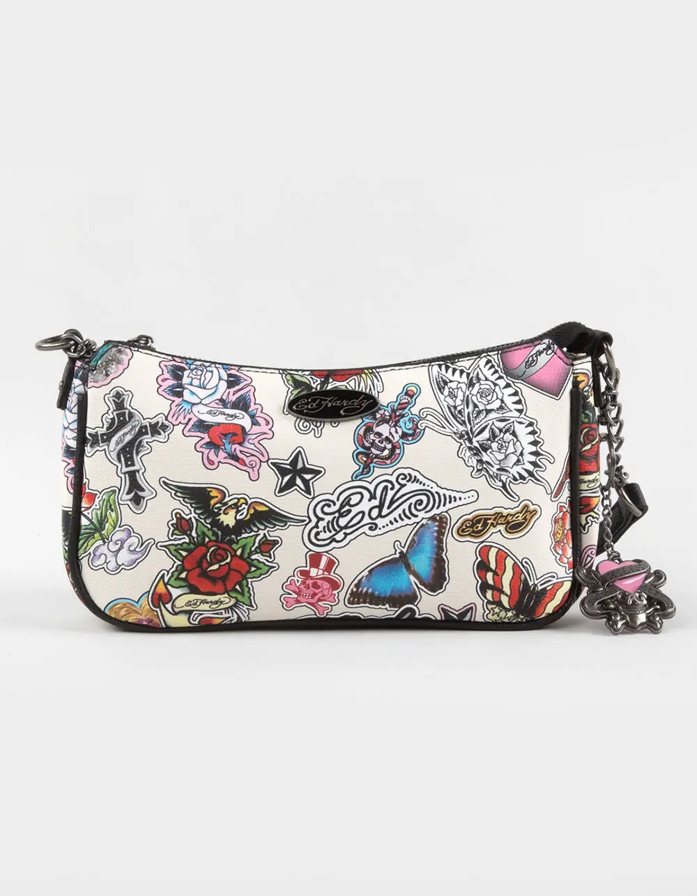ED HARDY  Womens Renata Baguette Bag, White & Multi