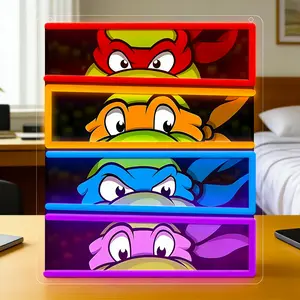 Teenage Mutant Ninja Turtles Anime Turtle Neon Lights Dimmable LED Neon Lights for Bedroom Office Home Study Workplace Comic Book Lovers Gifts