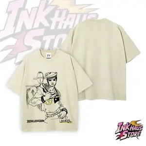 Josuke Higashikata T-shirt and his stand “Soft & Wet” JoJolion (JoJo's Bizarre Adventure Part 8: The Gospel of JoJo) -- Short Sleeve Cotton Unisex Retro Acid Wash Tee