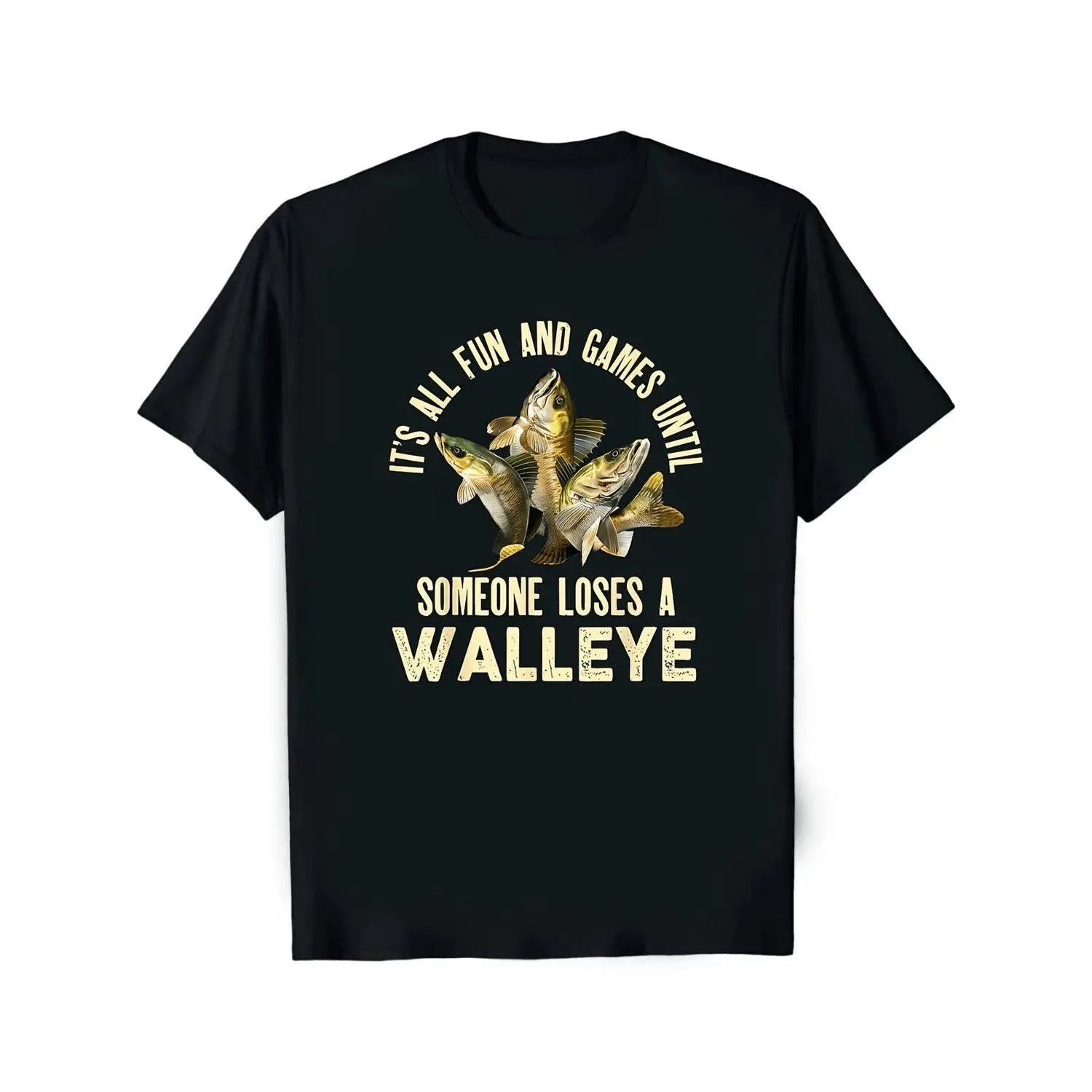 Women's Short-Sleeve Casual Walleye Fishing T-Shirt - Funny "Everything Is Enjoyable Until Someone Loses a Walleye" Graphic, Lightweight Summer Top, Fish Print Gift for Anglers, Casual Clothes