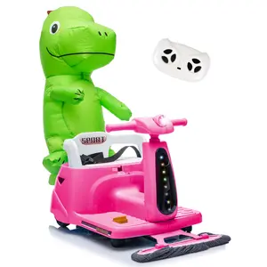 12V Toddler Ride On Car with Mop Attachment & 360° Spinning, Kids Electric Vehicle with Bluetooth, USB, Parent Remote, Inflatable Doll – ASTM Certified for Ages 2-5