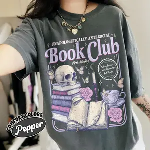 Social Book Club Shirt Comfort Colors, Romance Reader Tshirt, Anti Social Reader, Introverted Reader Tee, Bookish Shirt For Book Lover