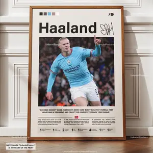 Erling Haaland Poster, Haaland City Wall Art, Framed Haaland Print, Manchester City Team Decor, Soccer Print, Football Fan Gift Idea, Art