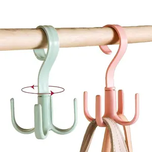 360° Rotatable Hanger, 10pcs/set Space Saving 4-prong Hook Hanger, Clothes Hanger for Bags Scarves Belts, Closet Organizer