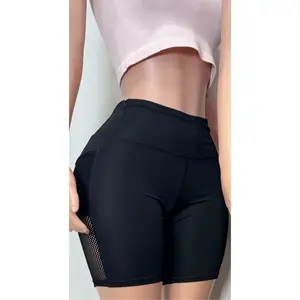 Y6693N Dark PowerMesh Pocket Biker Shorts