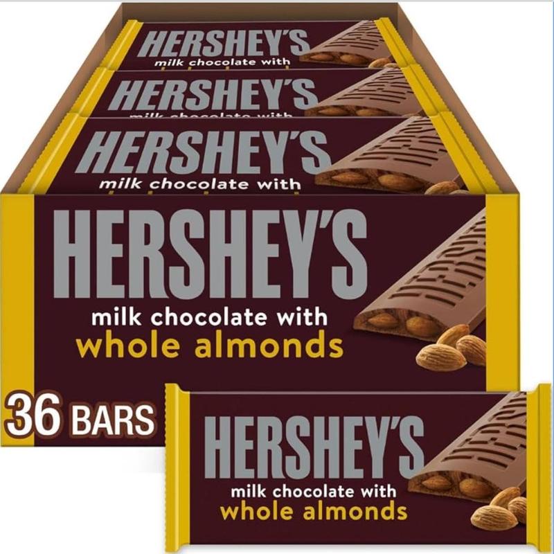 HERSHEY'S 36 BARS milk chocolate with whole almonds Snack Bonbon