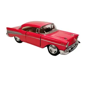 KINSMART 1957 Chevrolet Bel Air 1:40 Scale Die Cast Metal Model Car with Pull Back Action and Openable Doors Red Collectible